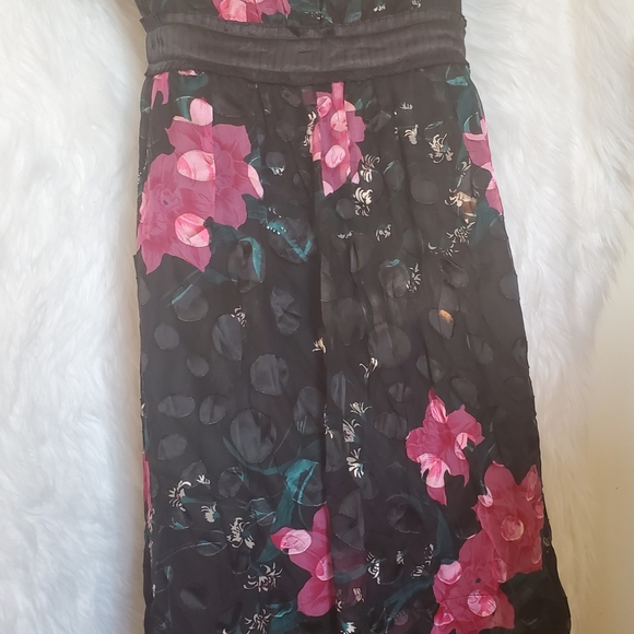 BCBG Maxazria Black Floral Puff-Sleeve Babydoll Dress - Size XS, 2 - Picture 5 of 6